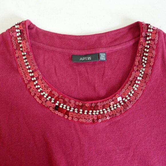 Apt 9 deep red wine burgundy scoop neck top with sequins beading size XS - Picture 3 of 4